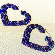 Load image into Gallery viewer, Wholesale Miz Indigo: Bamboo Hearts Bling 90s Retro Earrings 2 PACK
