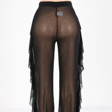 Load image into Gallery viewer, Xena Black: See Through Me Mesh Ruffle Beach Coverup Pants
