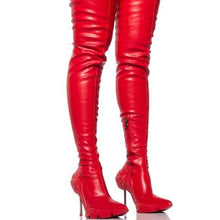 Load image into Gallery viewer, Callie Lives Miz Running Up: Azalea Wang Thigh High Stiletto Boot Red
