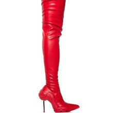 Load image into Gallery viewer, Callie Lives Miz Running Up: Azalea Wang Thigh High Stiletto Boot Red
