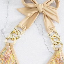 Charger l&#39;image dans la galerie, Callie Sequin Sexy: Gold Sparkling Halter-neck Chain Link Triangle Bikini

