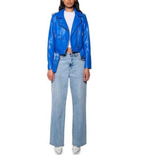 Load image into Gallery viewer, Callie Lives Miz Blueberry Akira Classics Royal Blue Moto Jacket S
