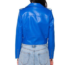 Load image into Gallery viewer, Callie Lives Miz Blueberry Akira Classics Royal Blue Moto Jacket S
