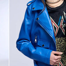 Load image into Gallery viewer, Callie Lives Miz Blueberry Akira Classics Royal Blue Moto Jacket S
