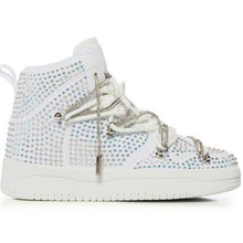 Charger l&#39;image dans la galerie, White Iridescent Rhinestone High Top Sneakers
