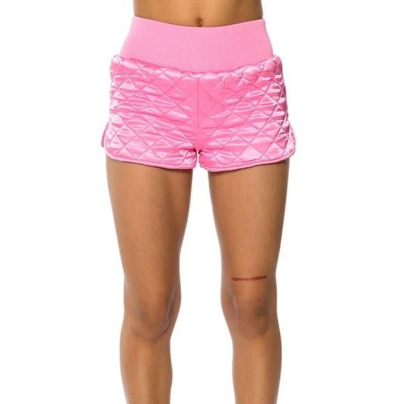 Stasia Boxing Day: Pink Em Off Quilted Satin Comfy Shorts  L