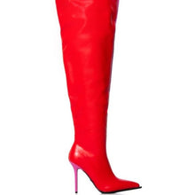 Cargar imagen en el visor de la galería, Callie Funny Valentine Red &amp; Pink Colorblock Thigh High OTK Boot
