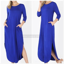 Load image into Gallery viewer, Wholesale Elaine Flow: Blue Royalty Crew Neck Maxi Dress 2 Pack
