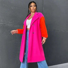 Charger l&#39;image dans la galerie, Callie Lives Oversized Varsity 2Face Pink &amp; Orange Trench Coat Plus Size 3X
