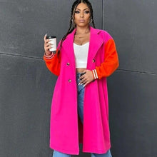 Charger l&#39;image dans la galerie, Callie Lives Oversized Varsity 2Face Pink &amp; Orange Trench Coat Plus Size 3X
