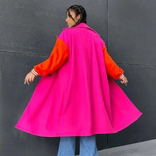 Charger l&#39;image dans la galerie, Callie Lives Oversized Varsity 2Face Pink &amp; Orange Trench Coat Plus Size 3X
