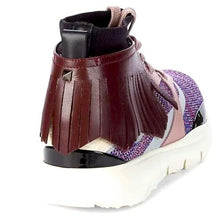 Charger l&#39;image dans la galerie, Miz Valentino Garavani Purple Pink Moccasin Fringe Knit Training Sneaker
