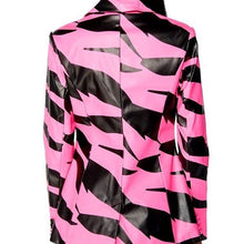 Lade das Bild in den Galerie-Viewer, Callie Lives Stasia Akira UNTamed Faux Leather Zebra Stripe PINK Blazer SMALL
