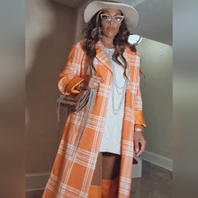 Load image into Gallery viewer, Wholesale Stasia Sherberry: Orange Plaid All Season Duster Trench Coat 2PK L XL
