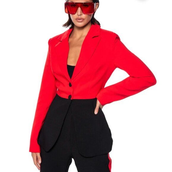 Miz 34th Street Colorblock Red & Black Blazer Small