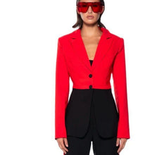 Lade das Bild in den Galerie-Viewer, Miz 34th Street Colorblock Red &amp; Black Blazer Small
