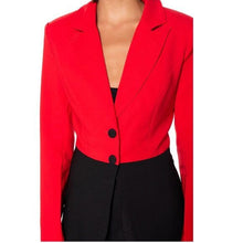 Lade das Bild in den Galerie-Viewer, Miz 34th Street Colorblock Red &amp; Black Blazer Small
