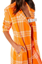 Cargar imagen en el visor de la galería, Wholesale Stasia Sherberry: Orange Plaid All Season Duster Trench Coat 2PK L XL
