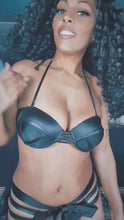 Carica e avvia il video nel visualizzatore di galleria, Xena Single Again: Black Tulle Vegan Leather Accent Celebration 3PC Bikini Large
