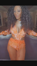 Load and play video in Gallery viewer, Callie Tree of Life: Tangerine Orange &amp; Soft Pink Chiffon Long Sleeve Monokini
