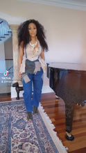 Load and play video in Gallery viewer, Callie Trifecta: Mixed Denim Khaki Camo Cargo Harem Jeans
