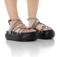 Load image into Gallery viewer, Callie Bling AZALEA WANG Float Diamante Black Sandal 7.5
