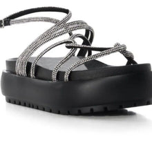 Load image into Gallery viewer, Callie Bling AZALEA WANG Float Diamante Black Sandal 7.5
