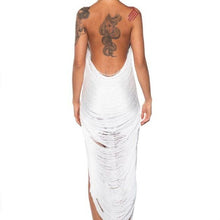 Lade das Bild in den Galerie-Viewer, Callie White Layered Fringe Cowl Maxi Dress Large
