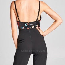 Load image into Gallery viewer, Wholesale 3Pack:  Callie Sequin Garden: Tassel Belt Black Floral Embroidered Cami Jumpsuit
