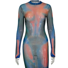 Load image into Gallery viewer, Wholesale 3 Pack: Xena Infrared: Mesh Hot Body 3D Illusion Print Bodycon Sheer Dress
