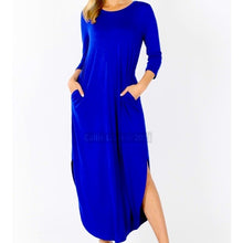 Load image into Gallery viewer, Wholesale 2 Pack: Elaine Flow: Blue Royalty Crew Neck Maxi Dress
