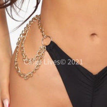 Load image into Gallery viewer, Wholesale 2 Pack: Xena Ruched: 1 Black &amp; 1 Red Double Gold Chain Tiny Bikinis
