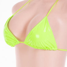 Load image into Gallery viewer, Wholesale 2Pack: Stasia Oiled Slick: Sexy Neon Green Vegan Faux Leather PU String Bikini

