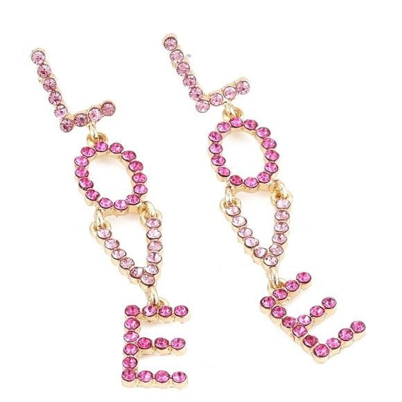 Wholesale 3 Pack: Callie LOVE: Stacked & Dangling Jeweled Rhinestone Earrings