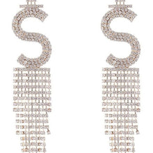Cargar imagen en el visor de la galería, Wholesale 3 PK: Callie Bling: Gold or Silver Tone Letter S Pave Crystal Rhinestone Earrings
