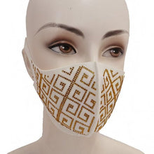 Carica l&#39;immagine nel visualizzatore di Gallery, Wholesale 4 Pack: Callie Greek: Gold Meander Rhinestone Face Masks
