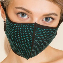 Load image into Gallery viewer, Wholesale 3 Pack: Callie Bling Safety Jewel: Rhinestone Bling Black Gold Multicolor Face Mask
