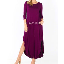 Load image into Gallery viewer, Wholesale 3 Pack: Elaine Flow: Purple Queen Crew Neck Maxi Dress

