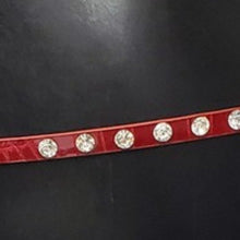 Cargar imagen en el visor de la galería, Wholesale 3 PK: Callie Bling: Vintage Style Skinny Rhinestone Elastic Vegan Leather Belts

