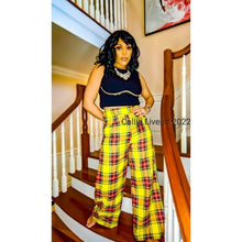 Load image into Gallery viewer, Wholesale 2Pack: Callie Berry: Sunshine Yellow &amp; Red Plaid Wide Leg Palazzo Pants
