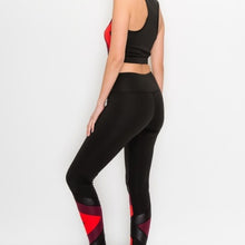 Load image into Gallery viewer, Wholesale 3 Pack: Callie Vegan: Leather Accent Color Blocking Racerback Legging Set
