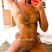 Load image into Gallery viewer, Xena Sexy in Nude: Creamy Drawstring Toga Bikini
