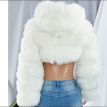 Load image into Gallery viewer, Wholesale 2 PK: Callie Winter White: Fuzzy Faux Fur Cropped Winter Puffer Jackets
