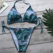 Load image into Gallery viewer, Wholesale 3 Pack: Stasia Shimmery Snake: Triangle String Bikini Swimsuits
