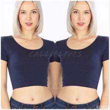 Charger l&#39;image dans la galerie, Wholesale 3 Pack Navy: Blue Short Sleeve T-Shirt Crop Tops
