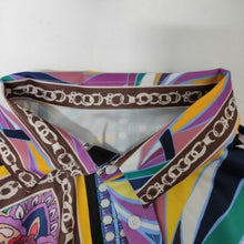 Charger l&#39;image dans la galerie, Wholesale 2 Pack: Elaine Pucci: Purple Gold Chain Swirl Printed Button-Down Pantsuit Set
