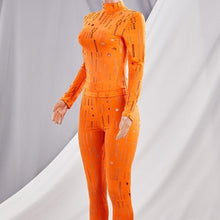 Carica l&#39;immagine nel visualizzatore di Gallery, Wholesale 2 Pack: Xena Distressed: ORANGE Stretched Ripped Torn Mock Bodycon Pant Set
