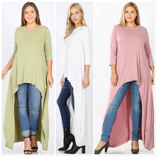 Carica l&#39;immagine nel visualizzatore di Gallery, Wholesale 2 Pack: Elaine Flow Plus Size Hi Low Spring Pink Tunic Top 2X Green Pink
