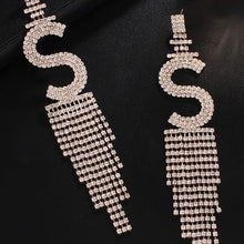 Load image into Gallery viewer, Wholesale 3 PK: Callie Bling: Gold or Silver Tone Letter S Pave Crystal Rhinestone Earrings
