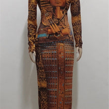 Load image into Gallery viewer, Xena Egyptian: Sheer Mesh Long Sleeve Maxi Coverup Dress Medium
